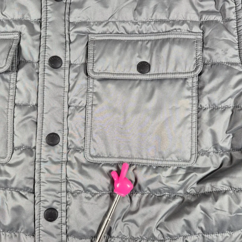 Faherty Atmosphere Full Zip Jacket Men's Small Gray Puffer‎ Snap Button Comfort